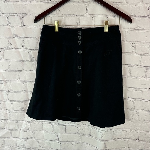 Banana Republic Black Skater A-line button front Skirt sz 0P - Picture 1 of 7